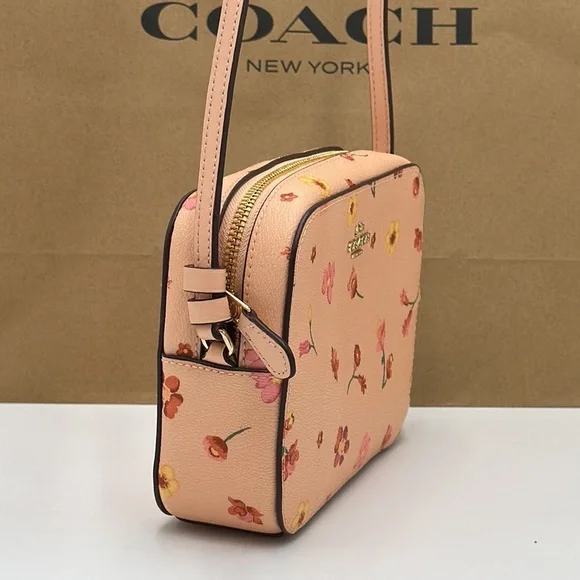 Coach Mini Camera Bag With Mystical Floral Print in Faded Blush Multi (C8699) - Picture 9 of 13